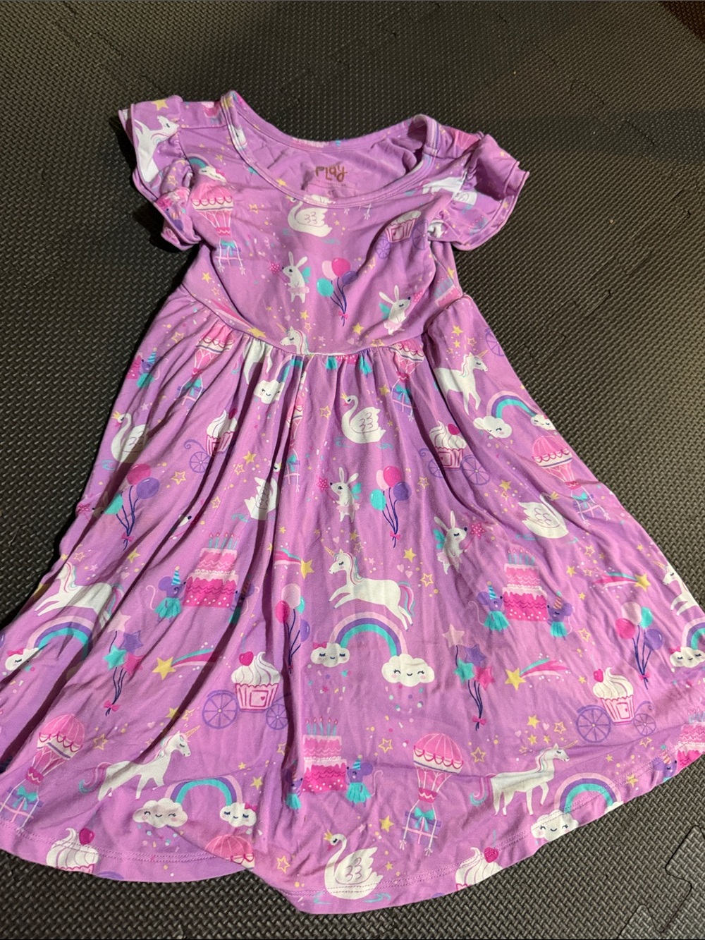 Little sleepies birthday Unicorn Purple Girls' Dress